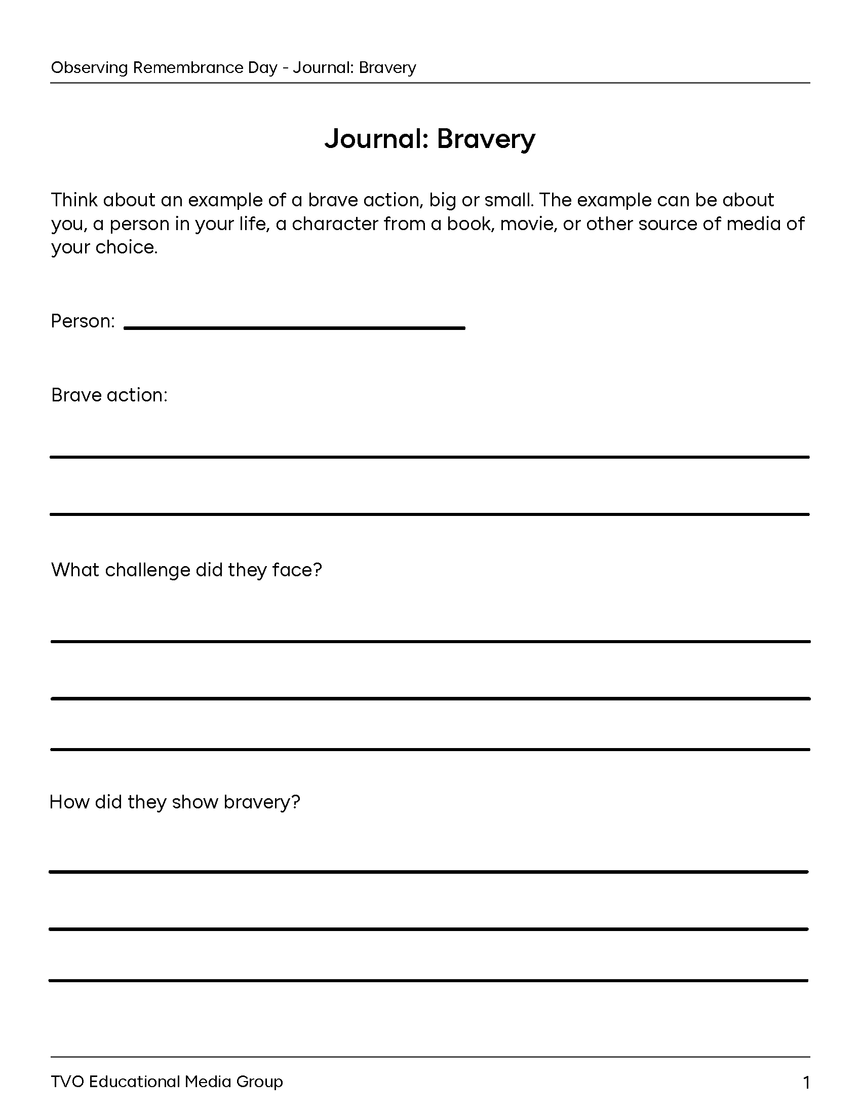 Journal: Bravery