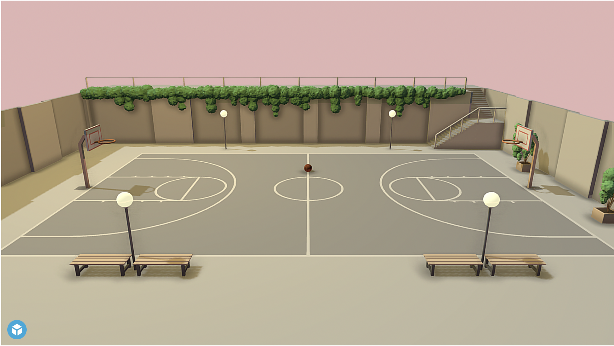 3D manipulative of an outdoor basket ball court ILO
