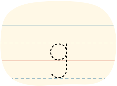 A traced lowercase g letter